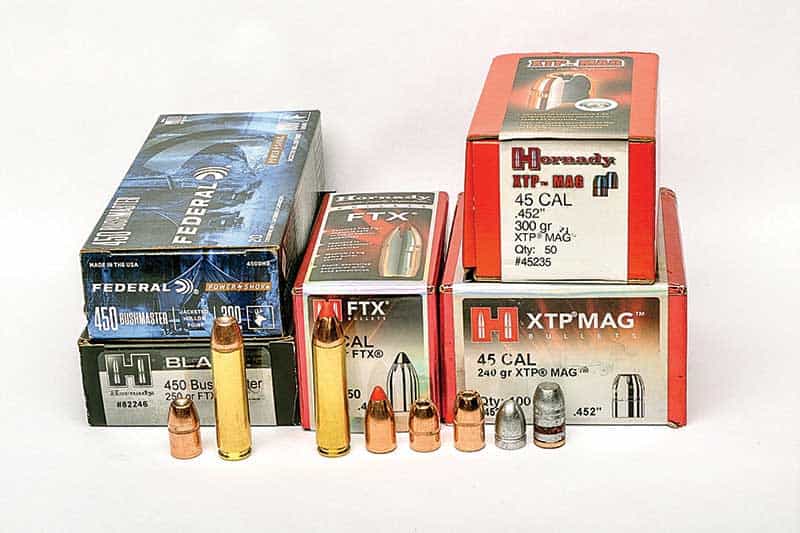 The 450 Bushmaster factory ammo is generally limited to 250- to 300-gr. bul...