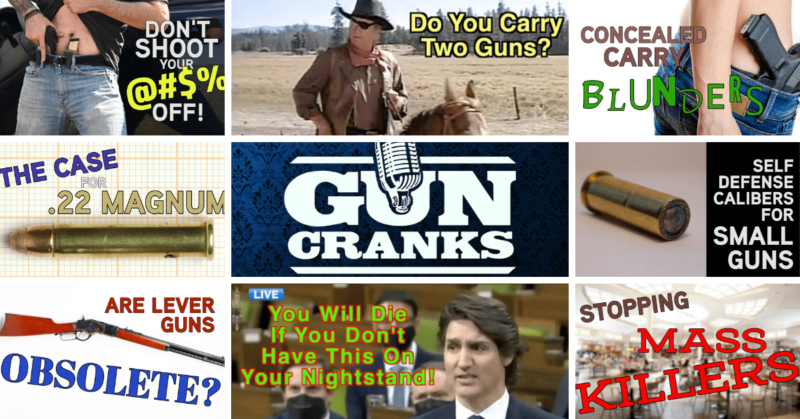 collage of thumbnail images from the 10 most-watched episodes of gun cranks 2022