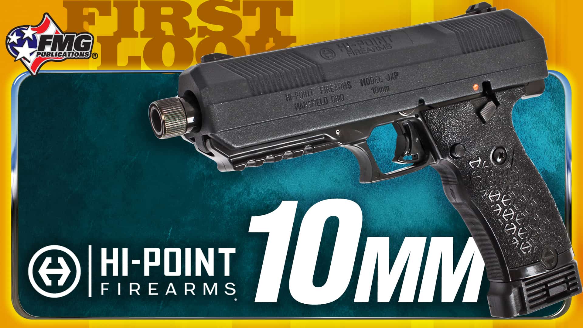 image of hi-point jxp 10mm handgun with hi-point logo