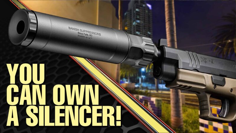image of silencer with yellow text that reads 'you can own a silencer!'